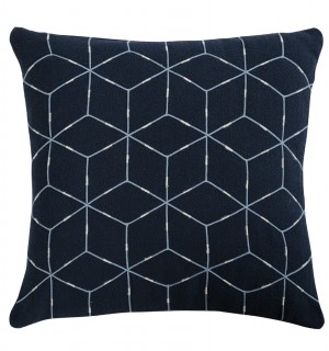 Подушка декоративная из хлопка темно-синего цвета с геометрическим орнаментом ethnic, 45х45 см 