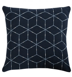 Подушка декоративная из хлопка темно-синего цвета с геометрическим орнаментом ethnic, 45х45 см 