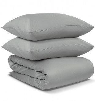 Комплект постельного белья полутораспальный из сатина светло-серого цвета из коллекции essential 