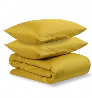 Комплект постельного белья двуспальный из сатина горчичного цвета из коллекции essential 