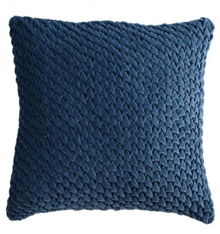 Подушка декоративная стеганая из хлопкового бархата темно-синего цвета из коллекции essential, 45х45 