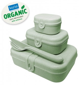 Набор ланч-боксов и столовых приборов pascal, organic, зеленый, 3 шт. 