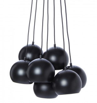 Люстра ball, 7 плафонов, 120 см, черная матовая, черный шнур 