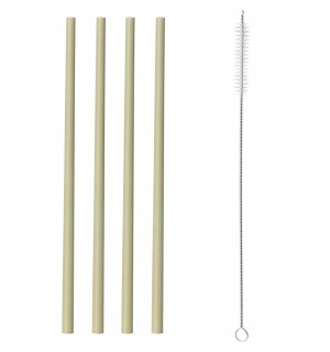 Набор из 4 соломинок из бамбука и щеточки colour 