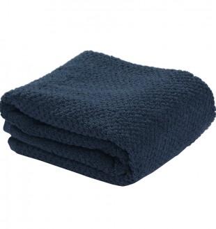 Полотенце для рук фактурное темно-синего цвета из коллекции essential, 50х90 см 