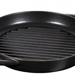 Сковорода-гриль круглая с 2 ручками, 22 см, черная 