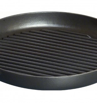 Сковорода-гриль круглая, 26 см, с двумя ручками, черная 