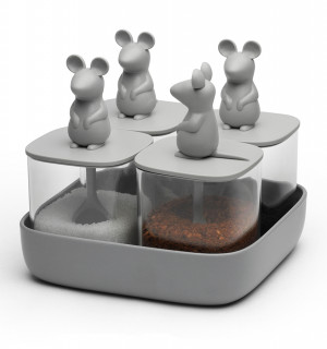Набор банок для сыпучих продуктов lucky mouse seasoning, 4 шт. 
