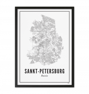 Постер карты города Санкт-Петербург 