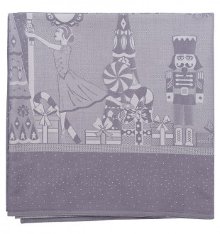 Скатерть из хлопка фиолетово-серого цвета с рисунком Щелкунчик, new year essential, 180х180см 