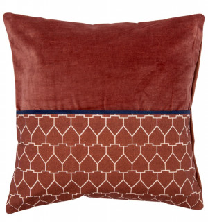 Чехол на подушку из хлопкового бархата с геометрическим принтом терракотового цвета из коллекции ethnic, 45х45 см 