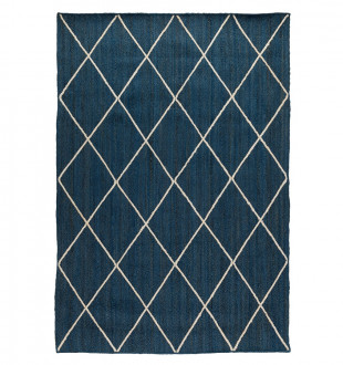Ковер из джута темно-синего цвета с геометрическим рисунком из коллекции ethnic, 70х160 см 