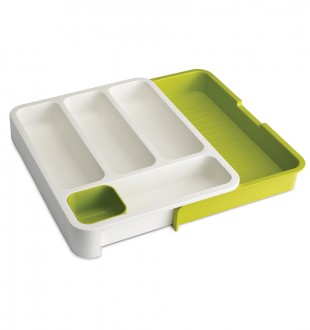 Органайзер для столовых приборов раздвижной drawerstore™, бело-зеленый 