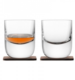 Набор стаканов с деревянными подставками renfrew whisky, 270 мл, 2 шт. 