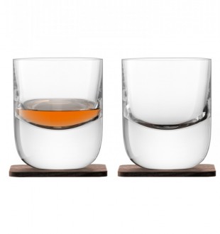 Набор стаканов с деревянными подставками renfrew whisky, 270 мл, 2 шт. 