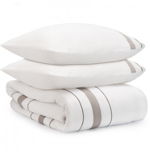 Комплект постельного белья из сатина белого цвета с серым кантом из коллекции essential, 150х200 см 