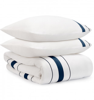 Комплект постельного белья из сатина белого цвета с темно-синим кантом из коллекции essential, 150х200 см 