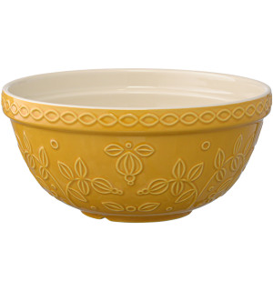 Миска горчичного цвета с рельефным узором Ягоды Тайги из коллекции russian north, 1,5 л 