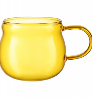 Чайник стеклянный с двумя чашками, 1,2 л, желтый 
