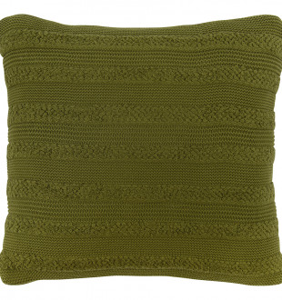 Подушка из хлопка с буклированной вязкой оливкового цвета из коллекции essential, 45х45 см 