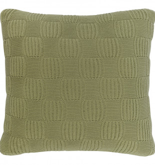 Подушка из хлопка рельефной вязки травянисто-зеленого цвета из коллекции essential, 45х45 см 