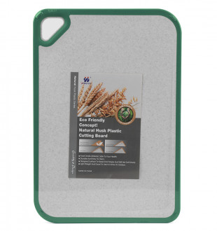 Доска разделочная из пшеничного волокна homi, 36х25 см, светло-серая с зеленым кантом 