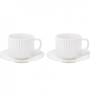 Набор из двух чайных пар белого цвета из коллекции edge, 250мл 