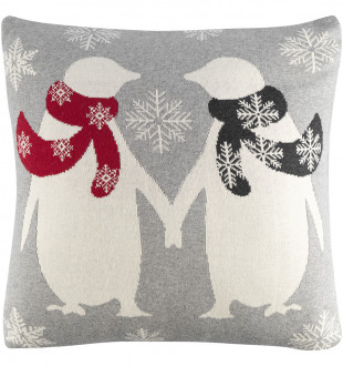 Подушка вязаная с новогодним рисунком festive penguins из коллекции new year essential, 45x45 см 
