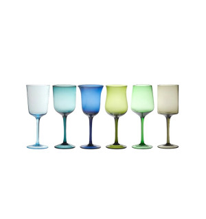 Набор бокалов разной формы (6 шт) Blue/Green 