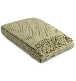 Плед из шерсти травянисто-зеленого цвета из коллекции essential, 130х180 см 