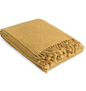 Плед из шерсти цвета охры из коллекции essential, 130х180 см 