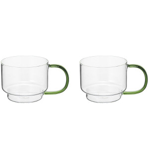 Набор кружек orb, 400 мл, прозрачные/зеленые, 2 шт. 