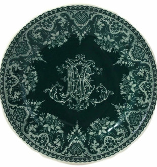 Набор десертных тарелок Les Depareillees Vert Monogramme 23,2 см, Зеленый, Набор 4 шт. 
