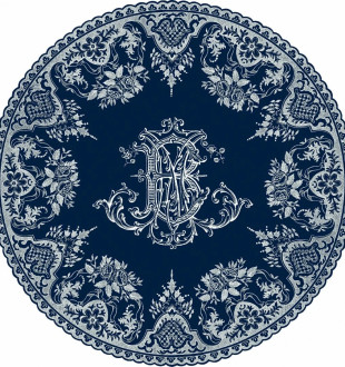 Набор десертных тарелок Les Depareillees Bleu Monogramme 23,2 см, Синий, Набор 4 шт. 