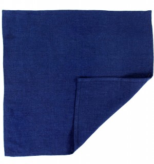 Салфетка сервировочная из умягченного льна темно-синего цвета, 45х45 см 