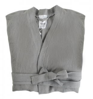 Халат из умягченного льна серого цвета essential, размер m 